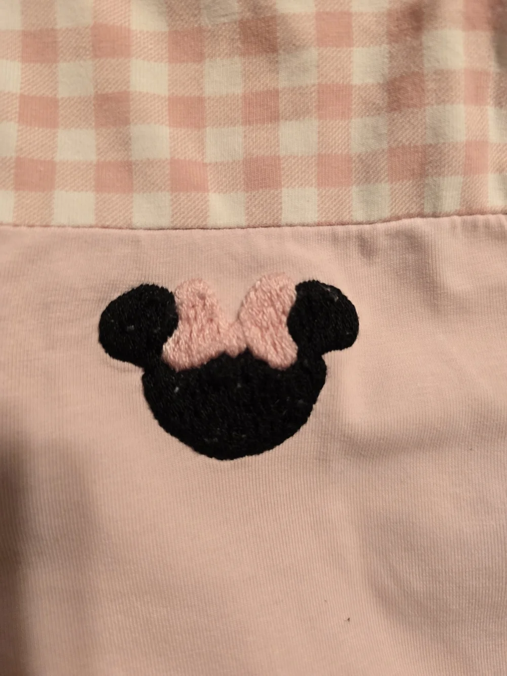 Girls Pink Gingham Pullover Sweatshirt with Mouse Applique